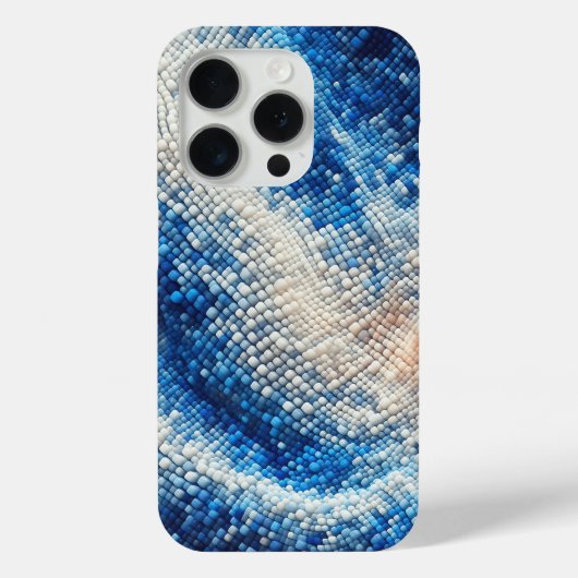 ラグジュアリー3D ブルー モザイク ウェーブケース フルイド ブルー & ホワイト Case-Mate iPhoneケース (裏面)