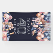 ラグジュアリー40thバースデーパーソナライズされたシャンパンヒール 横断幕 (横)