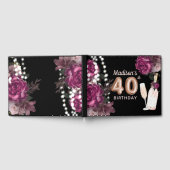 ラグジュアリー40thバースデーパーソナライズされたバラワイン ゲストブック (全面)