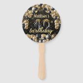 ラグジュアリー40th誕生日ブラック金ゴールド写真 ハンドファン (正面)