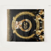 ラグジュアリー50誕生日タペストリーブラック金ゴールドハイヒール タペストリー (正面(横))