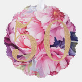 ラグジュアリー50誕生日フローラピンク金ゴールドグリッター オーナメントカード (裏面)