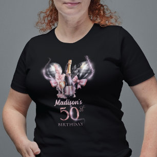 ラグジュアリー50誕生日ブラックピンクシャンパン Tシャツ