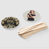 ラグジュアリー50誕生日ブラック金ゴールド写真 ハンドファン (組立なし)