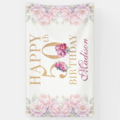 ラグジュアリー50誕生日プニーズピンク金ゴールドグリッター 横断幕 (縦)