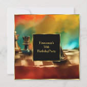 ラグジュアリー50thバースデーパーティー金ゴールド数々のブラックカラー 招待状 (裏面)