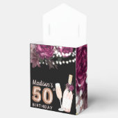 ラグジュアリー50th大人誕生日バラワインパーソナライズされた フェイバーボックス (オープン)