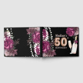 ラグジュアリー50th誕生日パーソナライズされたバラワイン ゲストブック (全面)