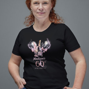 ラグジュアリー60誕生日ブラックピンクシャンパン Tシャツ