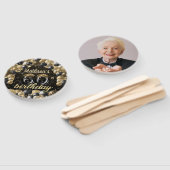 ラグジュアリー60誕生日ブラック金ゴールド写真 ハンドファン