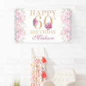 ラグジュアリー60誕生日プニーズピンク金ゴールドグリッター 横断幕 (インサイチュ)