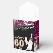 ラグジュアリー60th大人誕生日バラワインパーソナライズされた フェイバーボックス (オープン)