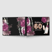 ラグジュアリー60th誕生日パーソナライズされたバラワイン ゲストブック (全面)