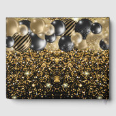 ラグジュアリー60th誕生日パーソナライズされたブラック金ゴールド ゲストブック (裏面)