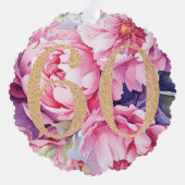 ラグジュアリー60th誕生日フローラピンク金ゴールドグリッター オーナメントカード (裏面)