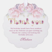 ラグジュアリー60th誕生日フローラピンク金ゴールドグリッター オーナメントカード (正面)