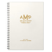 ラグジュアリー アイボリー ゴールド 3文字 モノグラム ビジネス ロゴ ノートブック (正面)