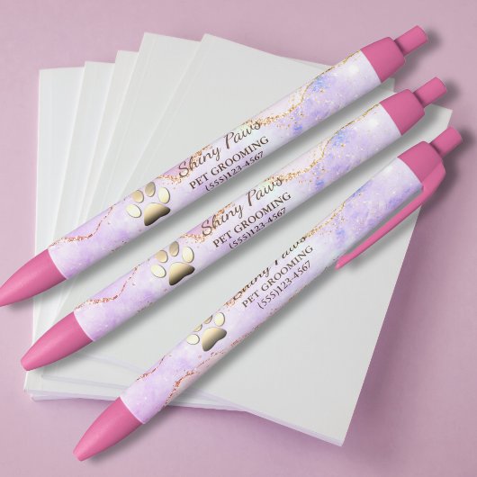 ラグジュアリー アゲート グリッター ドッグ パウ ペット グルーミング 黒ボールペン