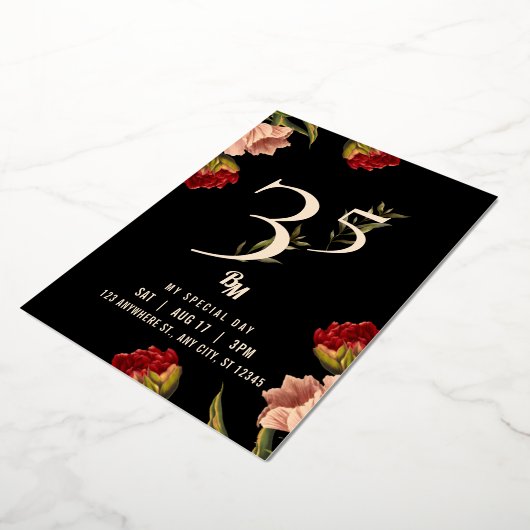 ラグジュアリー アバンギャルド バロック BM 35歳の誕生日 箔招待状 (回転した状態)