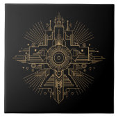 ラグジュアリー アートデコ ファン ジオメトリック モチーフ パターン#4 ID1196 タイル (正面)