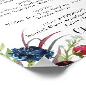 ラグジュアリー・ウィムジカル・ボヘミアンフラワーウェディングドリンクメニュー ポスター (角)