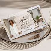 ラグジュアリー ウッド プロフェッショナル フォト コラージュ エレガント 名刺