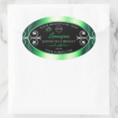 ラグジュアリー エメラルドグリーン ブラック製品ラベル ロゴ付き 楕円形シール (バッグ)