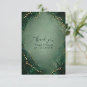 ラグジュアリー エメラルド 大理石 結婚式 ゴールド サンキューカード (スタンド正面)