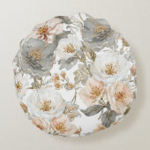 ラグジュアリー エレガント ゴールド グレー 花柄 ラウンドクッション (裏面)