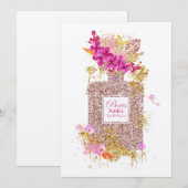 ラグジュアリー エレガント ピンク グリッター香水 1  招待状 (正面/裏面)