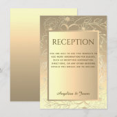 ラグジュアリー エレガント フラワー ゴールド ウェディング レセプション カード (正面/裏面)