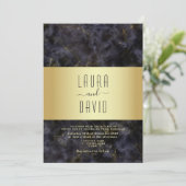 ラグジュアリー エレガント ブラック ゴールド ウェディング 招待状 (スタンド正面)
