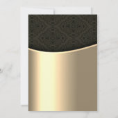 ラグジュアリー エレガント ブラック ダマスク ゴールド ウェディング 招待状 (裏面)