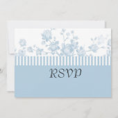 ラグジュアリー エレガント ブルー 牡丹 花 モチーフの返信カード 招待状 (裏面)