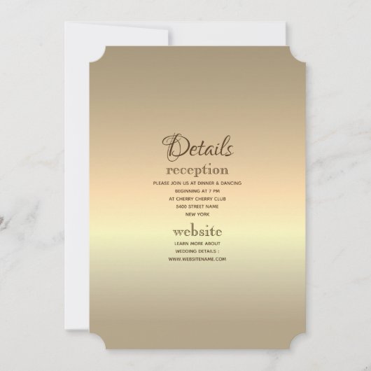 ラグジュアリー エレガント ミニマル ゴールド ウェディング ディテール カード (正面)