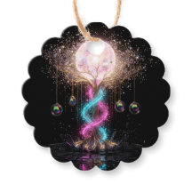 ラグジュアリー エレクトリック ネオン フローラル スカロップ ギフトタグ