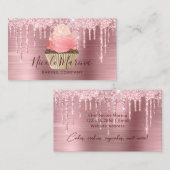 ラグジュアリー キュート ピンク カップケーキ ベーカリー スイーツ シェフ 名刺 (正面/裏面)