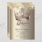 ラグジュアリー クラウン ゴールド コンフェッティ 50歳の誕生日 招待状 (正面/裏面)
