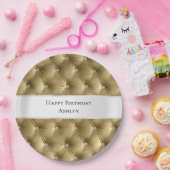 ラグジュアリー グラム ウォーム ゴールド フェイク ヴェルベット ペーパープレート (パーティー)