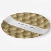 ラグジュアリー グラム ウォーム ゴールド フェイク ヴェルベット ペーパープレート (アングル)