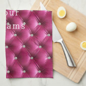 ラグジュアリー グラム ピンク フェイクベルベット キッチンタオル (四つ折り)