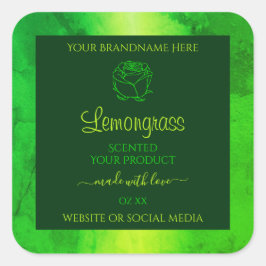 ラグジュアリー グリーン マーブル パターン ラベル フローラル