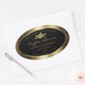 ラグジュアリー ゴールデン グリッター フローラル ブラック プロダクト ラベル (封筒)