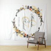 ラグジュアリー ゴールデン ノワール ウェディング モノグラム タペストリー (インサイチュ(横))