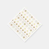 ラグジュアリー ゴールド アンド ホワイト ラグジュアリー フェスティブ スタンダードカクテルナプキン (角)