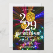 ラグジュアリー ゴールド グリッター 花火 新年会 パーティー 招待状 (正面)