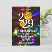 ラグジュアリー ゴールド グリッター 花火 新年会 パーティー 招待状 (スタンド正面)