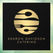 ラグジュアリー ゴールド ケータリング ロゴ レストラン, 食品 黒 ウィンドウサイン (シート3)