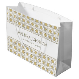 ラグジュアリー ゴールド ジオメトリック ペーパー ギフト バッグ ラージペーパーバッグ