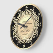 ラグジュアリー ゴールド スワール ブラック 25周年 結婚記念日 ラージ壁時計 (傾斜)